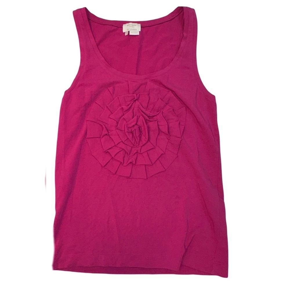 Kate Spade Live Colorfully Pink Flower Rosette Tank Top Sz M - Picture 1 of 3